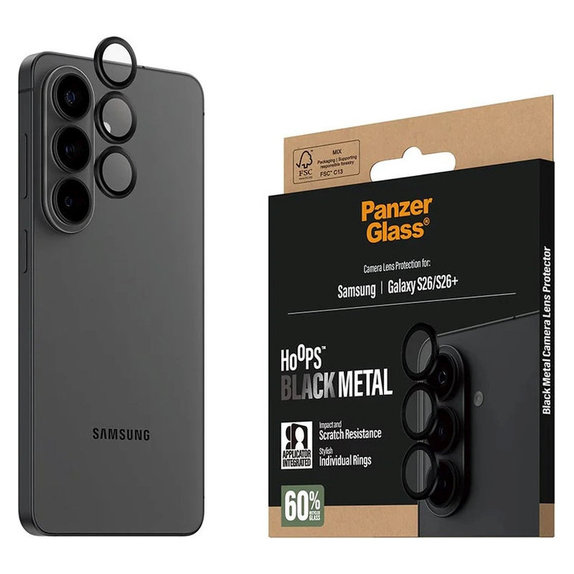 Ochranný kryt objektivu Hoops pro Samsung S26/S26+, Černá, PanzerGlass