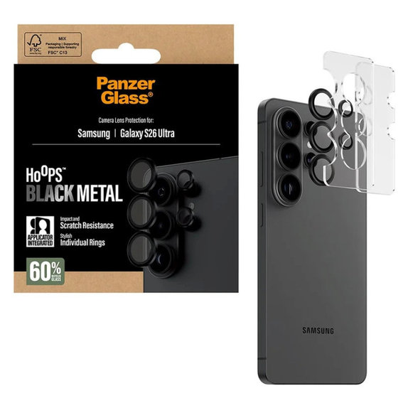 Ochranný kryt objektivu Hoops pro Samsung S26 Ultra, Černá, PanzerGlass