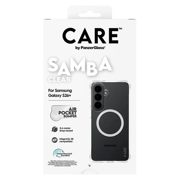 Pouzdro Samba s bílým QI pro Samsung Galaxy S26+, Transparentní, PanzerGlass
