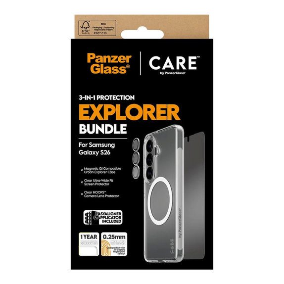 Bundle 3v1 Explorer pro Samsung S26, PanzerGlass