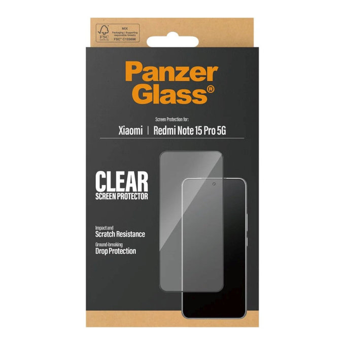 Tvrzené sklo UWF pro Xiaomi Redmi Note 15 Pro 5G, Černá, PanzerGlass