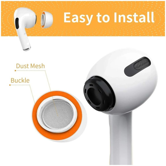 Náhradní silikonové špunty do uší pro AirPods 3 Pro, paměťová pěna, sada (L, M, S), bílé