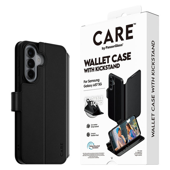 Pouzdro Wallet Kickstand pro Samsung Galaxy A57, Černá, PanzerGlass