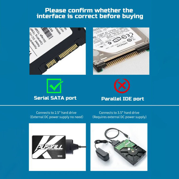 USB 3.0 / USB-C na SATA adaptér pro 2.5" a 3.5" HDD/SSD, s napájecím zdrojem