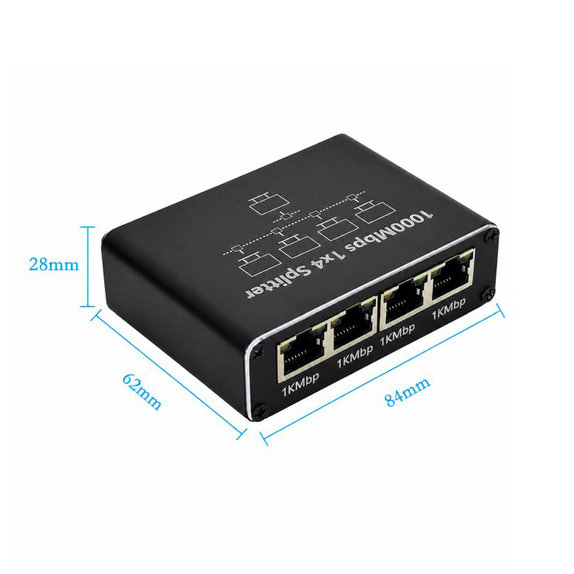 4portový gigabitový Ethernet switch RJ45, 1000 Mbps