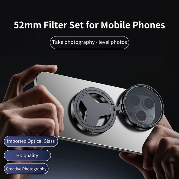 CPL polarizační filtr 52mm s magnetickým držákem na smartphone