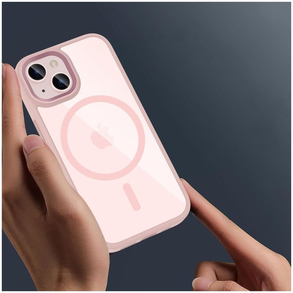Pouzdro MagMat MagSafe pro iPhone 15, růžová/čirá, Tech-Protect