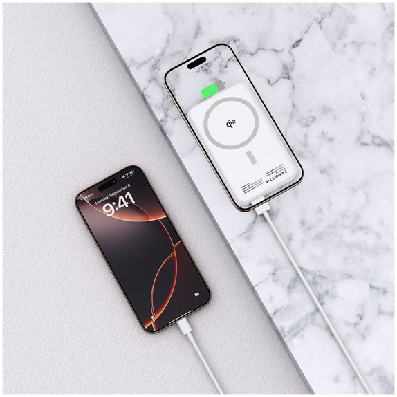 Powerbanka PB24 Lifemag Qi2 MagSafe 10000mAh, bílá, Tech-Protect