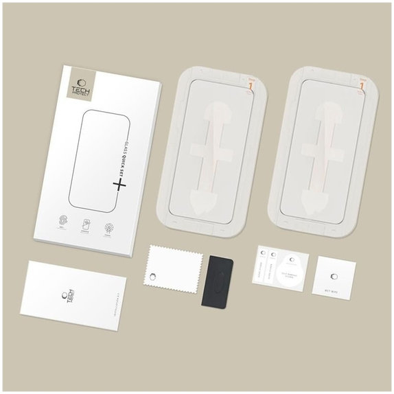 Tvrzené sklo Quick Set+ 2-PACK pro iPhone 13 / 13 Pro / 14 / 16E / 17E, černá, Tech-Protect