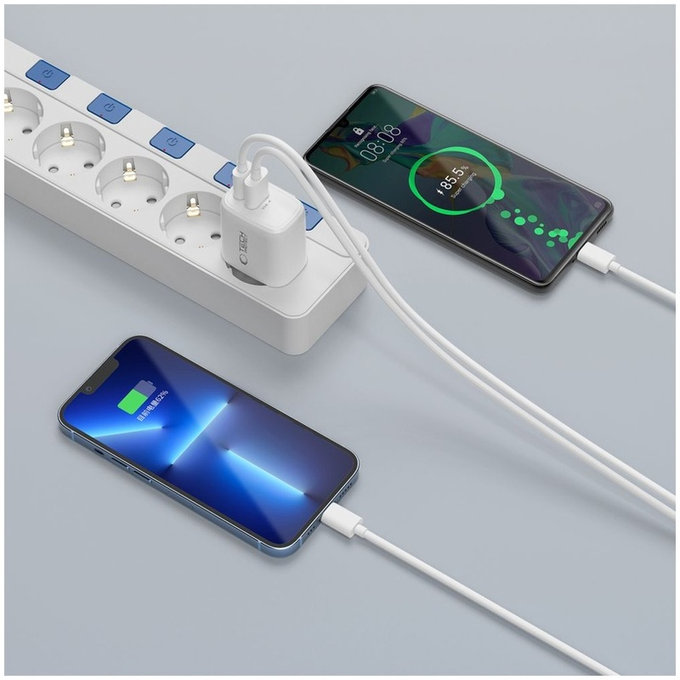 Síťová nabíječka NCA20 2-PORT PD 20W / QC3.0, bílá, Tech-Protect