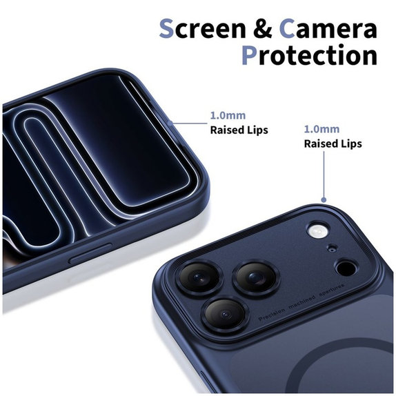 Pouzdro MagPeak MagSafe CC pro iPhone 17 Pro, Matte Deep Blue, Tech-Protect