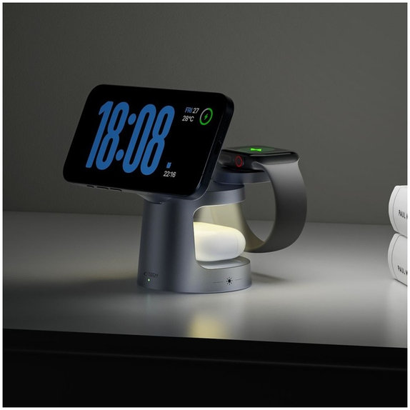 Bezdrátová nabíječka A48 3IN1 Magnetic MagSafe 25W Qi2.2, Dark Grey, Tech-Protect