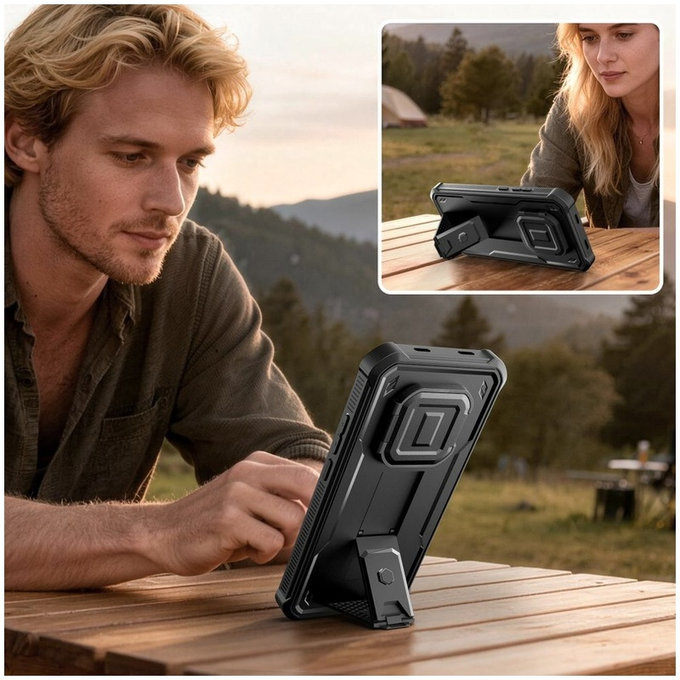 Pouzdro Kevlar Cam+ se 2 předními rámečky pro Xiaomi Redmi Note 15 Pro 5G, černé, Tech-Protect