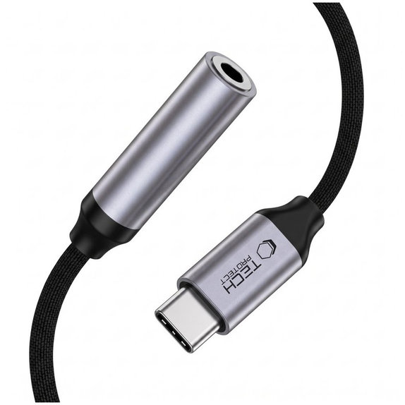 Adaptér Ultraboost USB-C To Mini Jack 3.5MM DAC, Iron Grey, Tech-Protect