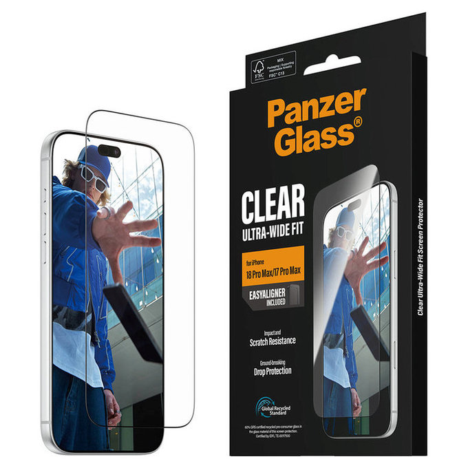 Tvrzené sklo UWF s aplikátorem pro iPhone 18 Pro Max/17 Pro Max, Černá, PanzerGlass