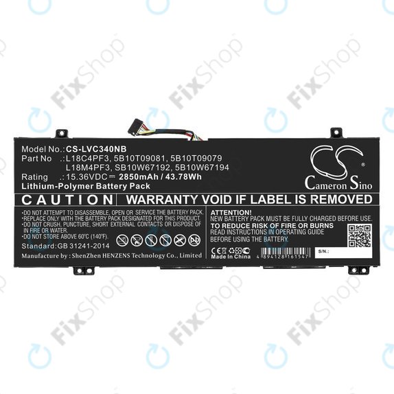 Baterie pro Lenovo Ideapad C340, Ideapad Flex, 2850mAh, Li-Pol, 15.36V, L18C4PF3, HQ
