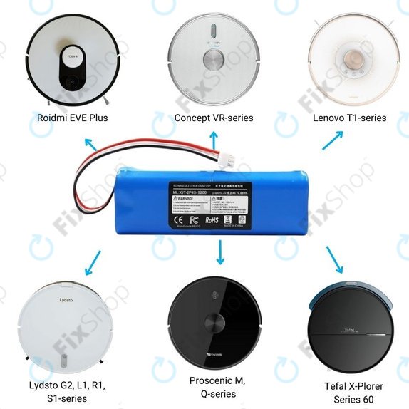 Xiaomi Roidmi EVE Plus, Viomi, Lydsto, Proscenic, Tefal - Baterie XJT-2P4S-5200 Li-Ion 14.4V 5200mAh