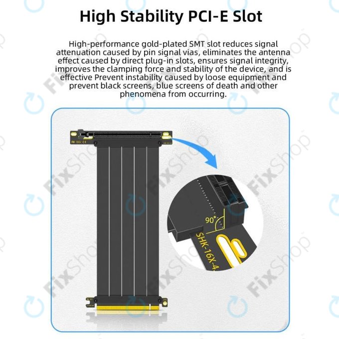 PCIe 4.0 x16 riser kabel pro grafickou kartu, 20cm, černý