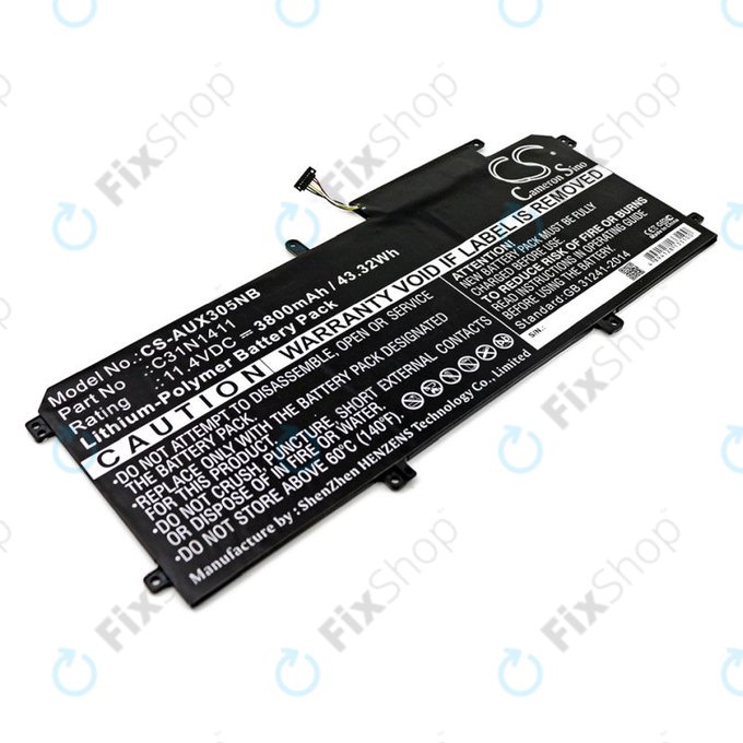 Baterie pro Asus Zenbook UX305, 3800mAh, Li-Pol, 11.4V, C31N1411, HQ