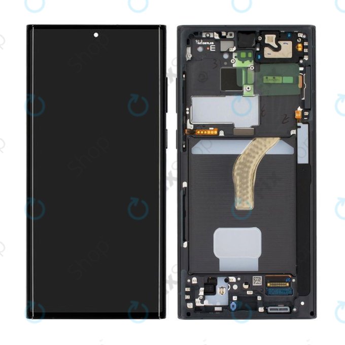 Samsung Galaxy S22 Ultra S908B - LCD Displej + Dotykové Sklo + Rám (Phantom Black) - GH82-27488A, GH82-27489A Genuine Service Pack