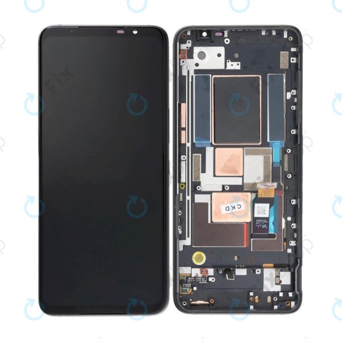 Asus ROG Phone 5s ZS676KS, 5s Pro ZS676KS-1A - LCD Displej + Dotykové Sklo + Rám (Phantom Black) OLED
