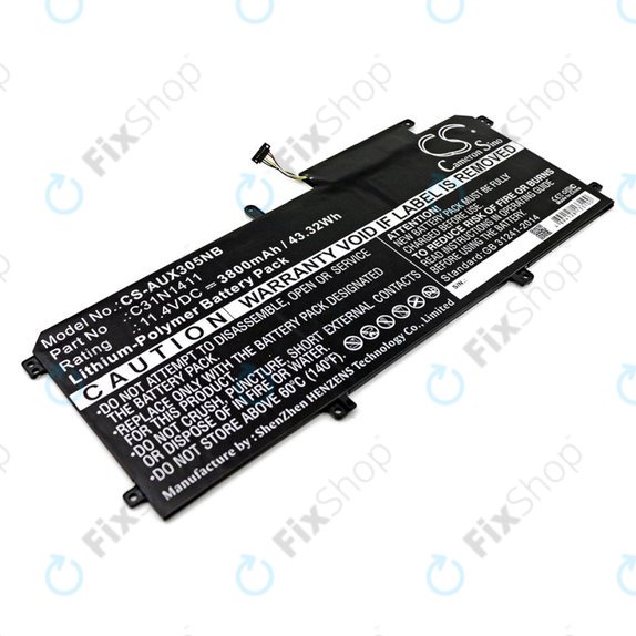 Baterie pro Asus Zenbook UX305, 3800mAh, Li-Pol, 11.4V, C31N1411, HQ