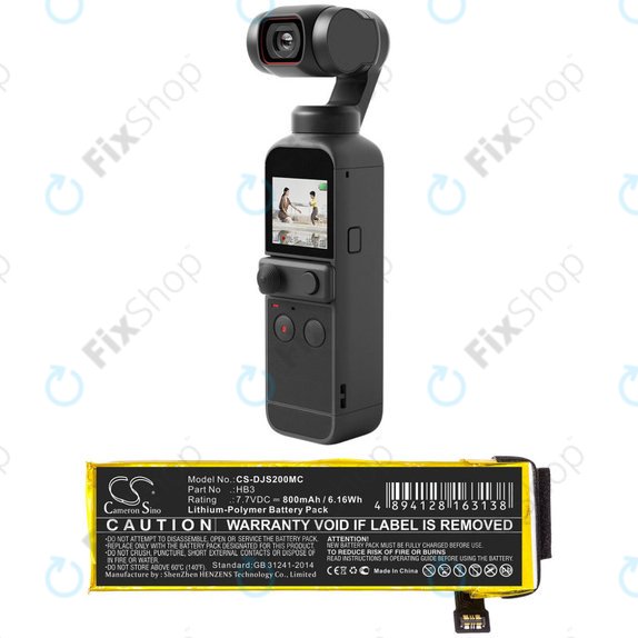 Baterie pro DJI Osmo Pocket, Pocket 2, 800mAh, Li-Pol, 7.7V, HB3, HQ