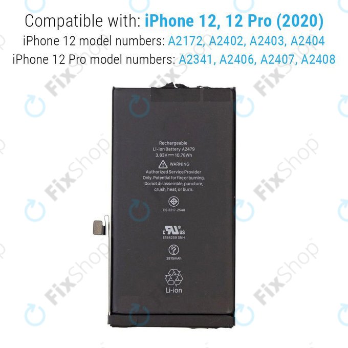 Baterie pro iPhone 12, 12 Pro, 2815mAh, A2479, Service Pack