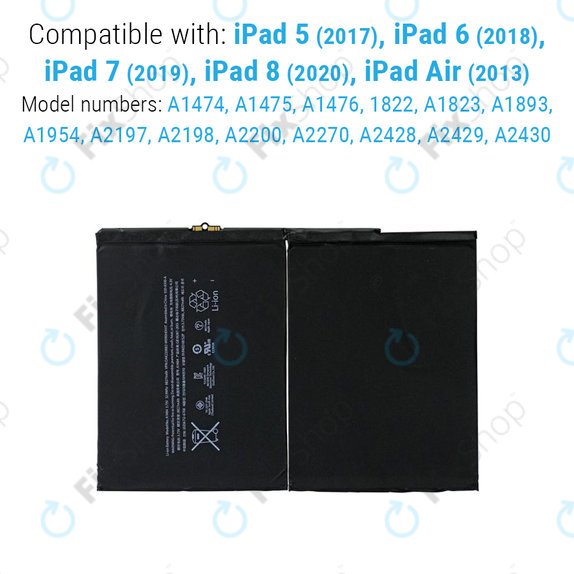Baterie pro iPad Air, iPad (5th Gen 2017 - 9th Gen 2021), 8827mAh