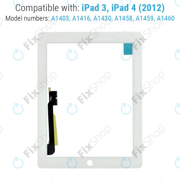 Dotykové sklo pro iPad 3, iPad 4, White