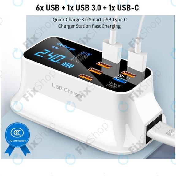 Asometech Model E - USB Servisní Nabíjecí Stanice s USB 3.0 a USB-C