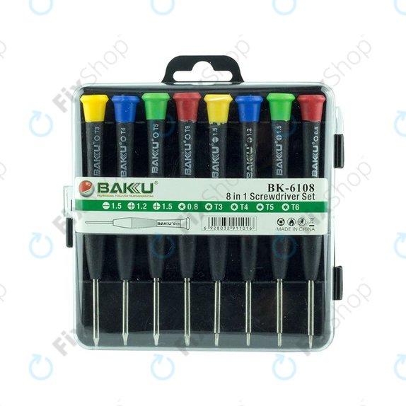 Baku BK-6108 - Sada Šroubováků na Servis Telefonů, Tabletů a Notebooků (8ks)