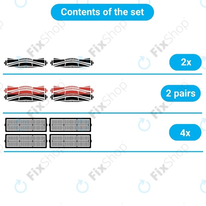 Sada náhradních dílů pro Bissell Crosswave 17132, 2225N, 2582N, 3551N (2x rotační kartáč na koberce, 2 páry rotačních kartáčů pro různé povrchy, 4x Filtr)