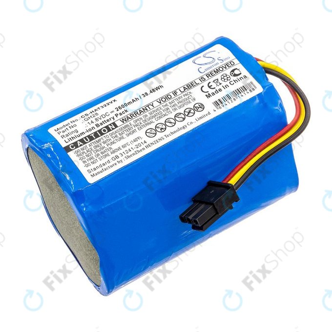 Baterie pro Fomt R620c, Haier T322, J300s, Liectroux DH860, TCL S15, Tomefon, 2600mAh, Li-Ion, 14.8V, GH28, HQ