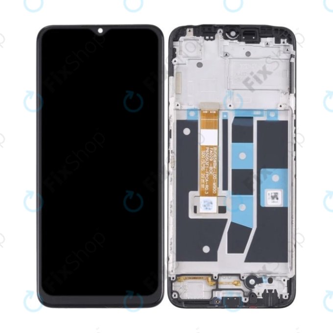 Oppo A16, A16s - LCD Displej + Dotykové Sklo + Rám (Crystal Black) TFT