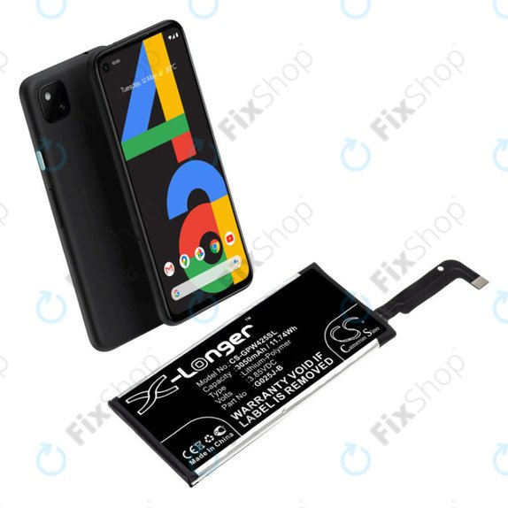 Baterie pro Google Pixel 4a 4G, 3050mAh, Li-Pol, 3.85 V, G025J-B, HQ