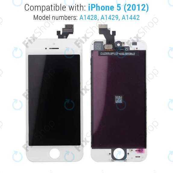 Displej pro iPhone 5, White, Dotykové sklo s rámem
