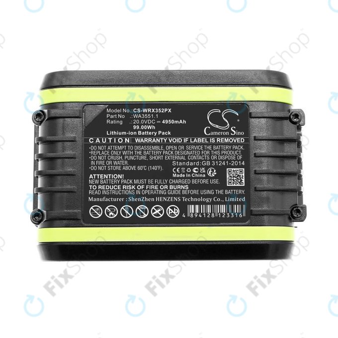 Baterie pro Worx WX800.9 MAX, WX-JCR.9, 4950mAh, Li-Ion, 20V, WA3551.1, HQ