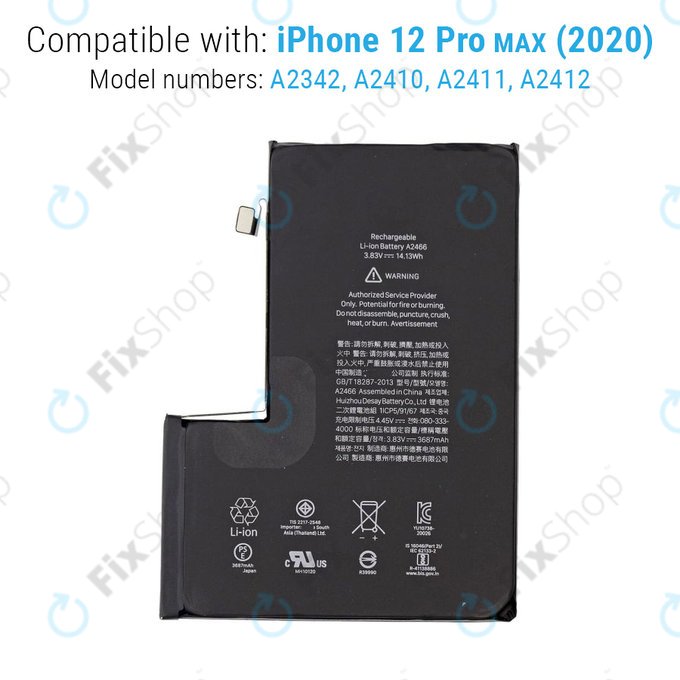 Baterie pro iPhone 12 Pro Max, 3687mAh