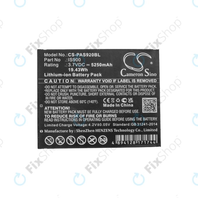 Baterie pro Pax A920, A920c, 5250mAh, Li-Ion, 3.7V, IS900, HQ