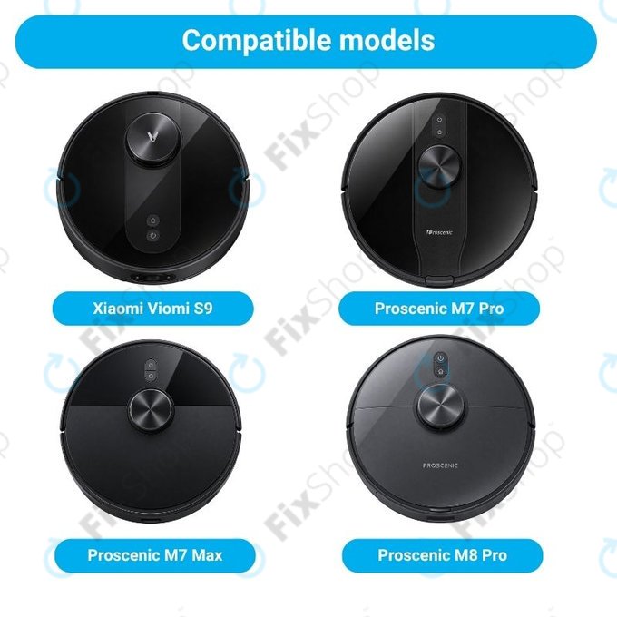 Sada náhradních dílů pro Xiaomi Viomi S9, Proscenic M7 Pro, M7 Max, M8 Pro (2x Hlavní kartáč, 4x Filtr, 4x Boční kartáč)