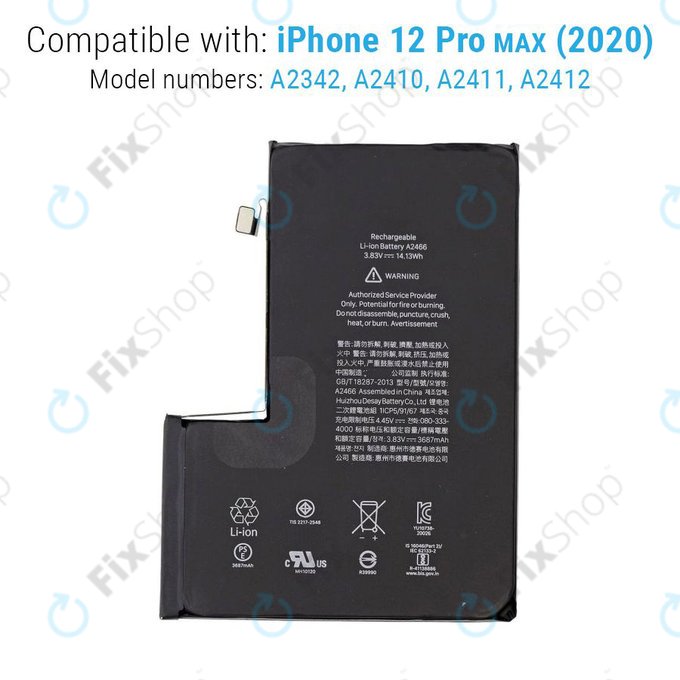Baterie pro iPhone 12 Pro Max, 3687mAh, A2466, Service Pack