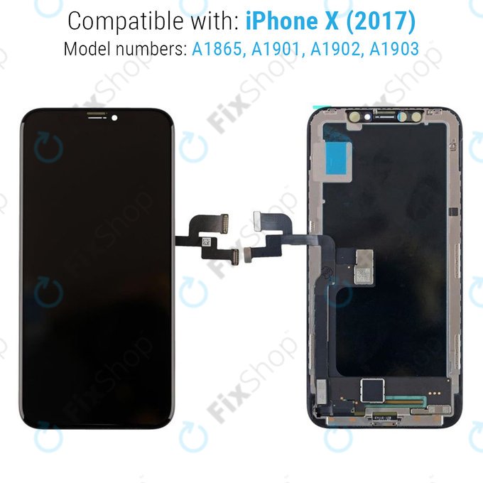 Displej Hard OLED pro iPhone X, Dotykové sklo s rámem, FixPremium