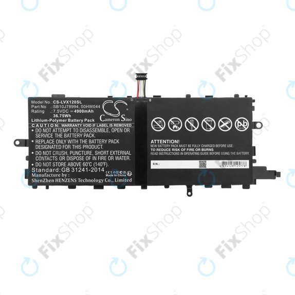 Baterie pro Lenovo Thinkpad X1 Tablet, 4900mAh, Li-Pol, 7.5V, SB10J78994, HQ