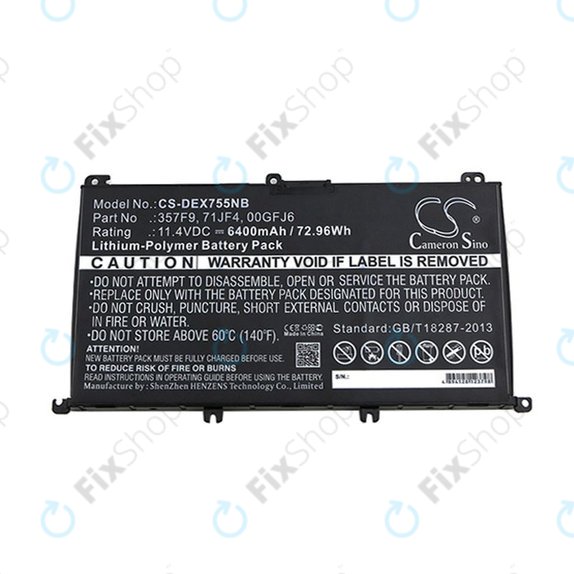 Baterie pro Dell Inspirion 15, 6400mAh, Li-Pol, 11.4V, 357F9, HQ