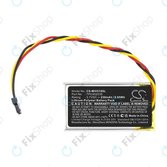 Baterie pro Mio MiVue 508, 518, 528, 538, 608, 618, 792, 230mAh, Li-Pol, 3.7V, TPC402035, HQ