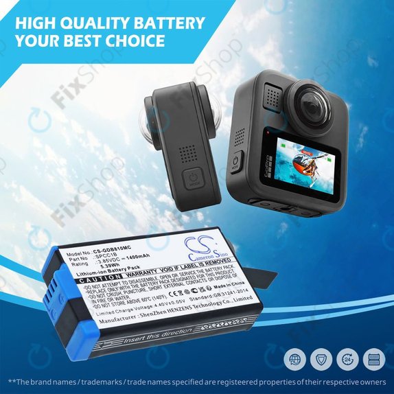 Baterie pro GoPro Max, Max 360, Acbat-001, 1400mAh, Li-Ion, 3.85V, SPCC1B, HQ
