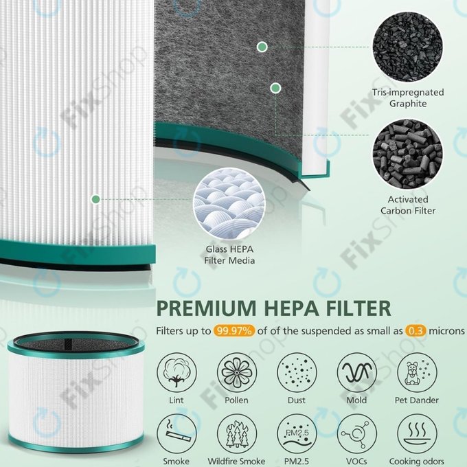 Dyson Pure Hot + Cool-series, Pure Cool Desk-series - HEPA filtr (Aktivní uhlí) (Green)