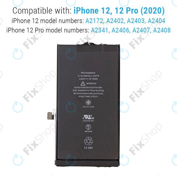Baterie pro iPhone 12, 12 Pro, 2815mAh, A2479, Service Pack