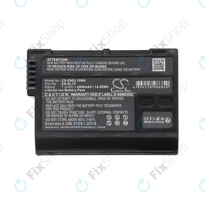 Baterie pro Nikon D7000, D500, D600, D7200, D7500, Z5, Z6, EN-EL15, Li-ion, 7V, 2000mAh, HQ